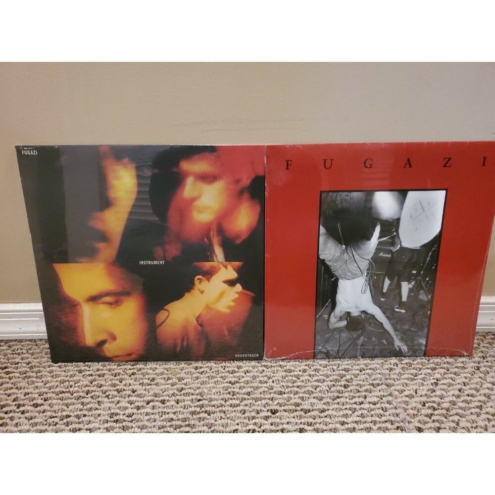 Lot of 2 Fugazi LPs (New): Seven Songs Red, Instrument Greatest Hits Soundtrack